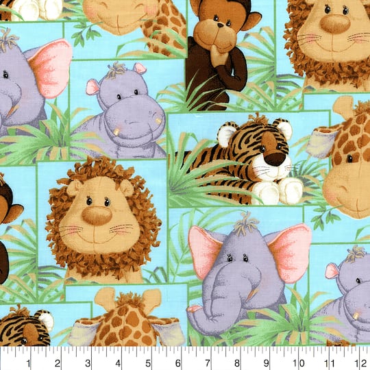 Fabric Traditions Light Green Jungle Babies Cotton Fabric